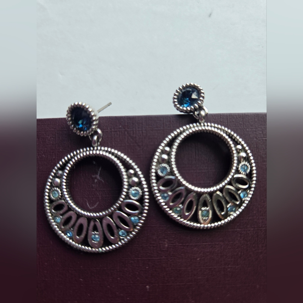 SWAROVSKI Elegant Silver and Blue Earrings